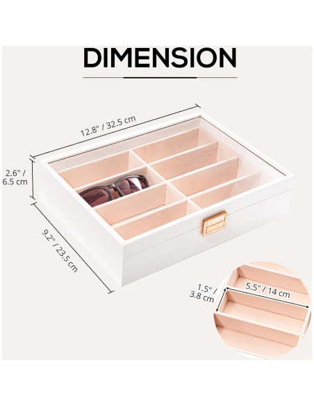 Organizador de Gafas de Sol ProCase Madera 8 Compartimentos Organizador de Gafas de Sol ProCase Madera 8 Compartimentos