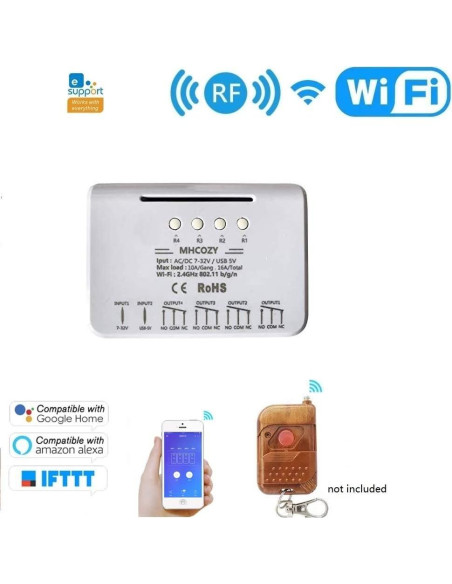 Módulo Interruptor Inteligente WiFi MHCOZY 4CH 5-32V Módulo Interruptor Inteligente WiFi MHCOZY 4CH 5-32V