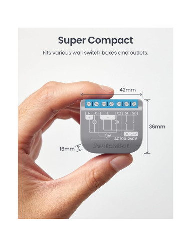 Interruptor Relé Inteligente SwitchBot 2PM, Control Doble Luz, Wi-Fi y Bluetooth