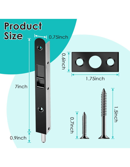 Paquete de 2 pestillos empotrados Ceoighe 17,78 cm negro Paquete de 2 pestillos empotrados Ceoighe 17,78 cm negro
