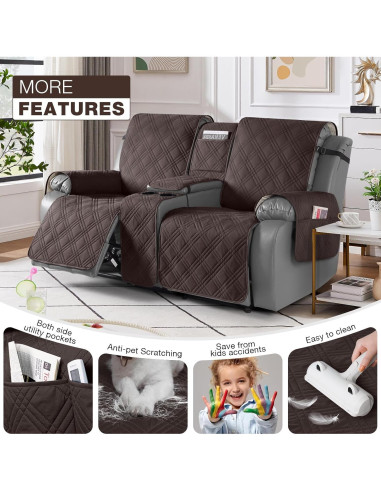 Funda Impermeable para Loveseat Recliner TAOCOCO 2 Asientos Chocolate