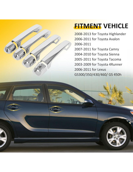 Cubiertas de Manijas de Puerta OCPTY 4 Piezas Toyota Highlander 2008-2013 Cubiertas de Manijas de Puerta OCPTY 4 Piezas Toyota Highlander 2008-2013
