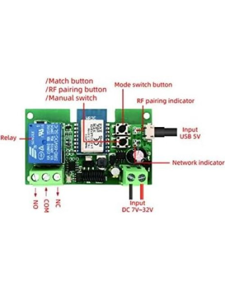 Interruptor WiFi Huacaoe 1CH 12V Inching Auto-Bloqueo Interruptor WiFi Huacaoe 1CH 12V Inching Auto-Bloqueo