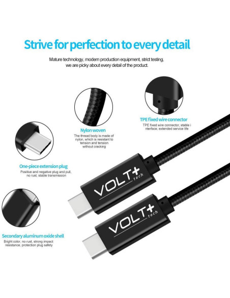 Cable USB-C DUAL PD 100W Volt Plus Tech 1.2m Compatible Xiaomi Cable USB-C DUAL PD 100W Volt Plus Tech 1.2m Compatible Xiaomi