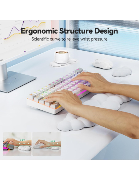 Reposamuñecas ergonómico TECKNET Cloud blanco con soporte Reposamuñecas ergonómico TECKNET Cloud blanco con soporte