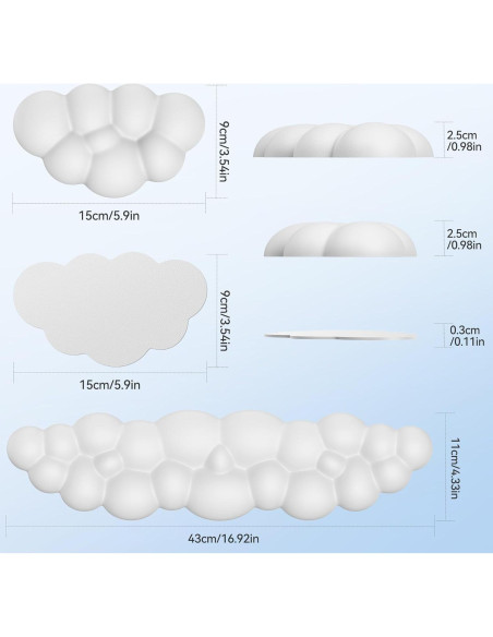 Reposamuñecas ergonómico TECKNET Cloud blanco con soporte Reposamuñecas ergonómico TECKNET Cloud blanco con soporte