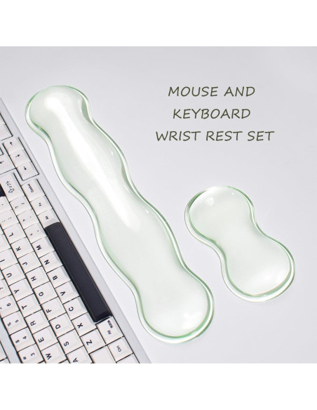 Juego de Reposamuñecas Ergonómico Silicona Verde 36x8cm Juego de Reposamuñecas Ergonómico Silicona Verde 36x8cm
