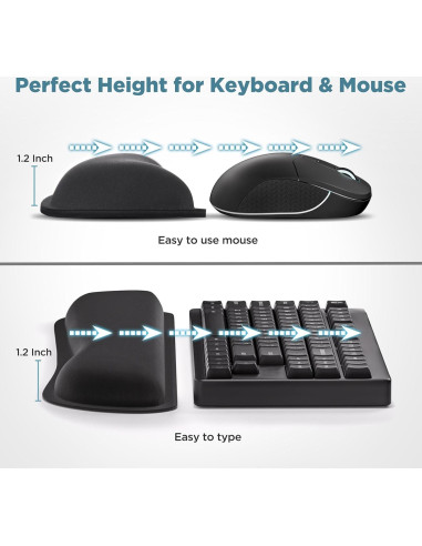 Reposamuñecas Ergonómico Gimars Gel Espuma Memoria Negro