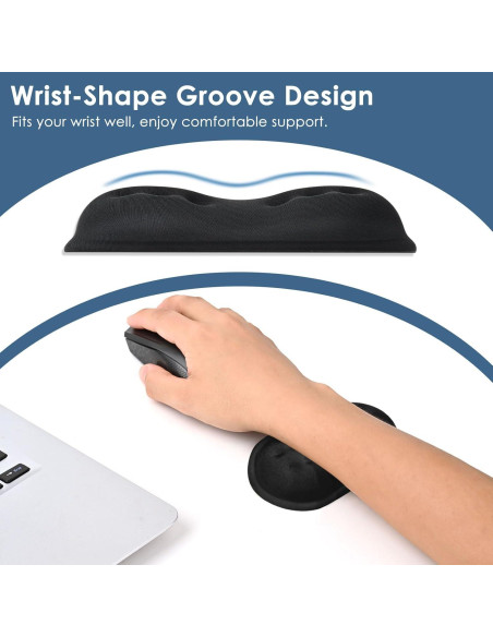 Reposamuñecas Ergonómico Vankey Negro con Espuma Viscoelástica Reposamuñecas Ergonómico Vankey Negro con Espuma Viscoelástica
