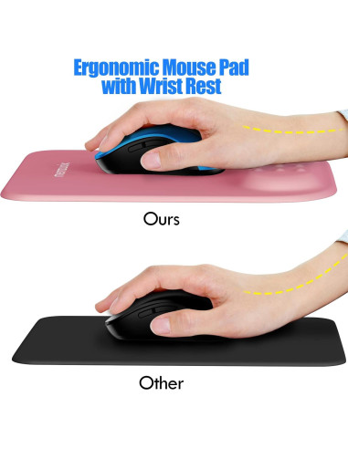 Almohadilla de Ratón Ergonómica Memzuoix Rosa con Soporte