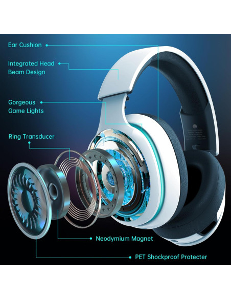 Auriculares Gaming Inalámbricos Gtheos Captain 300 - Blanco Auriculares Gaming Inalámbricos Gtheos Captain 300 - Blanco