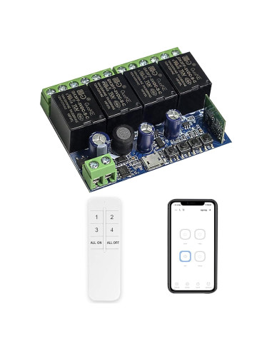 Módulo Relé Inteligente WiFi 4 Canales QIACHIP Control Remoto