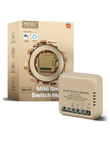 Relé Inteligente WiFi MOES 1 Gang 10A Control por Voz