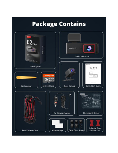 Cámara Dash 2K Delantera y Trasera Kingslim con 64GB