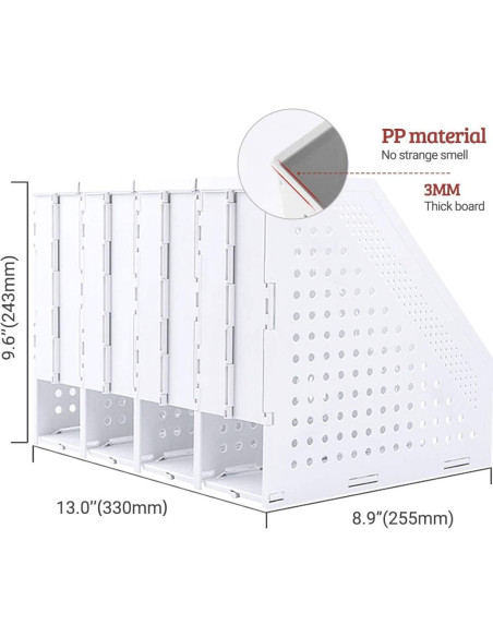 Soporte de Revistas Lemical 4 Compartimentos Plegable Gris Soporte de Revistas Lemical 4 Compartimentos Plegable Gris