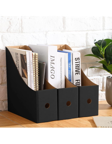 Soportes de Revistas de Cartón Thenshop 24 Pcs Negro