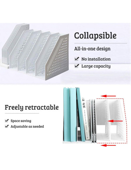 Soporte de Revistas Lemical 4 Compartimentos Plegable Gris Soporte de Revistas Lemical 4 Compartimentos Plegable Gris