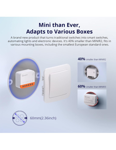 Interruptor WiFi Inteligente SONOFF MINIR4 2400W Control APP