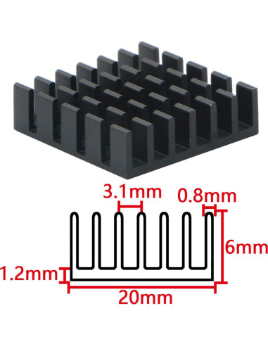 Disipador de Calor de Aluminio JIUWU 22x22mm para Raspberry Pi