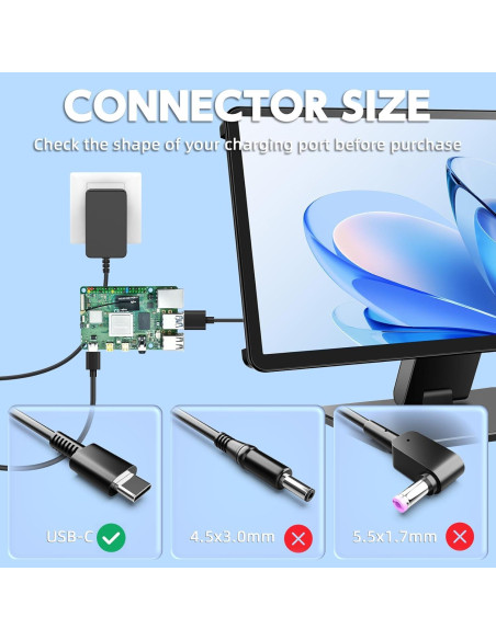 Fuente de Poder USB-C 27W para Raspberry Pi 5 - 5V 5.1A Fuente de Poder USB-C 27W para Raspberry Pi 5 - 5V 5.1A