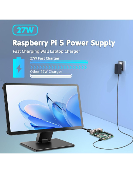 Fuente de Poder USB-C 27W para Raspberry Pi 5 - 5V 5.1A Fuente de Poder USB-C 27W para Raspberry Pi 5 - 5V 5.1A