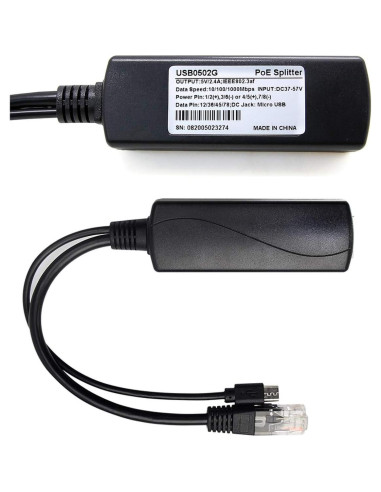 Divisor PoE Micro USB REVODATA 5V 2.4A Gigabit 10/100/1000Mbps