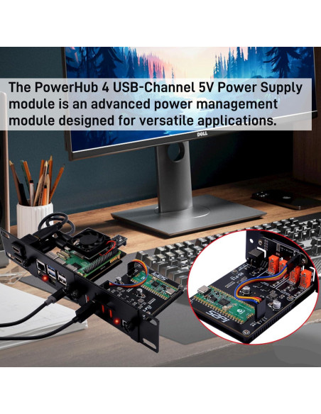 Módulo de Suministro de Energía GeeekPi 4 USB 5V 8A 1U Rack Módulo de Suministro de Energía GeeekPi 4 USB 5V 8A 1U Rack