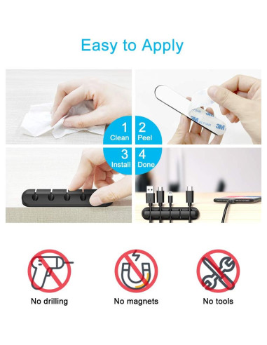 Organizador de Cables INCHOR Negro - 2 Paquetes con Clips Adhesivos