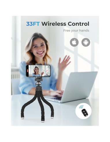 Trípode Flexible UBeesize Pro S para Teléfono y Cámara - Negro