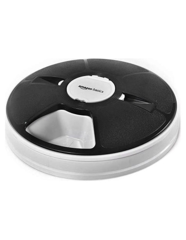 Dispensador Automático de Comida para Mascotas Amazon Basics, 6 Porciones, Negro