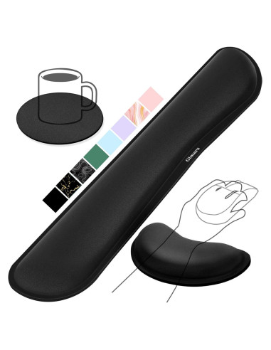 Reposamuñecas Ergonómico Gimars para Teclado y Mouse Negro