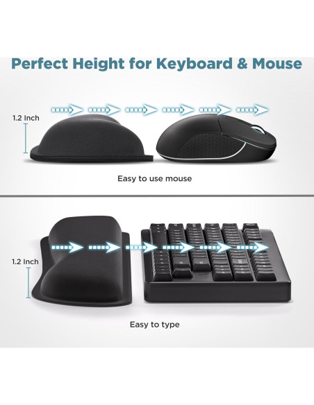 Reposamuñecas Ergonómico Gimars para Teclado y Mouse Negro Reposamuñecas Ergonómico Gimars para Teclado y Mouse Negro