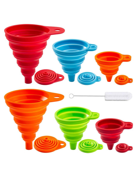 Juego de 6 Embudos de Silicona KALAVE Plegables Multicolor Juego de 6 Embudos de Silicona KALAVE Plegables Multicolor