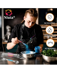 Juego de cucharas medidoras magnéticas NIUTA, set de 9 acero inoxidable 2