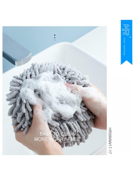 Toalla de Mano Chenille HR Huare 2 Piezas Verde y Azul Toalla de Mano Chenille HR Huare 2 Piezas Verde y Azul