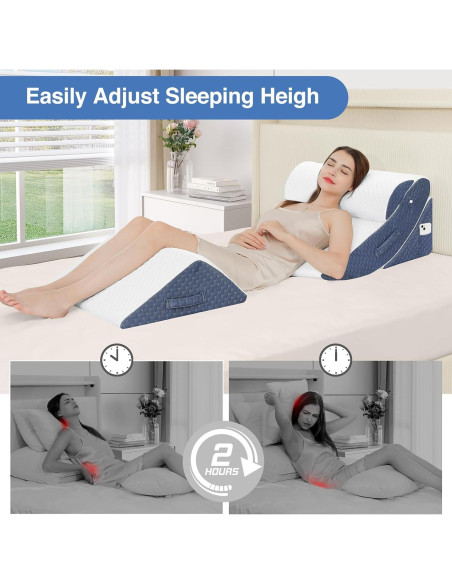 Juego de 4 Almohadas en Cuña Ortopédicas Welzona - Espuma Viscoelástica Juego de 4 Almohadas en Cuña Ortopédicas Welzona - Espuma Viscoelástica