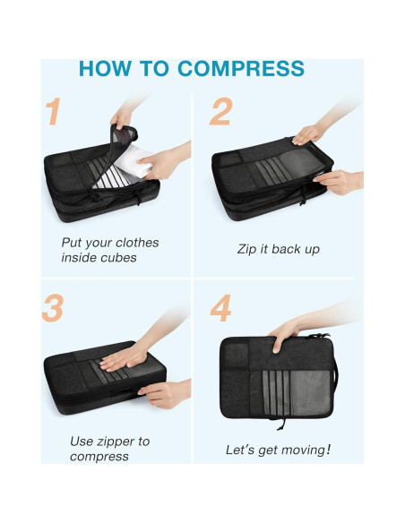 Cubos de Compresión para Empacar BAGSMART 4 Set Negro Cubos de Compresión para Empacar BAGSMART 4 Set Negro