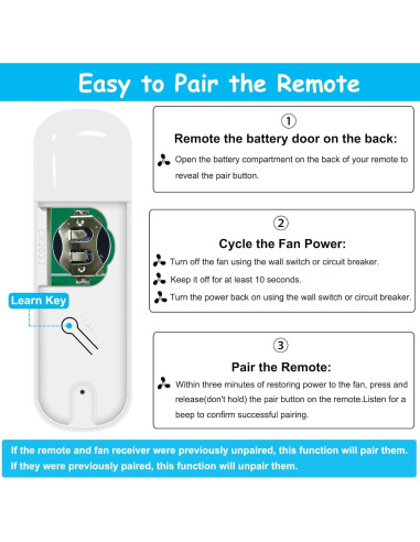 Control Remoto Hunter RC-82T para Ventilador de Techo 434MHz