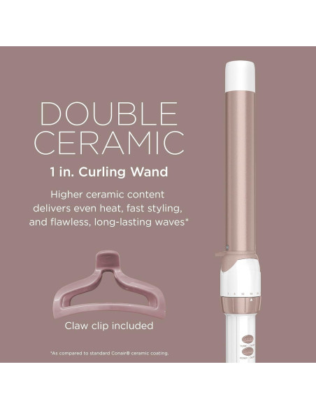 Varita de Rizar Doble Cerámica Conair 1" Clip de Garra Varita de Rizar Doble Cerámica Conair 1" Clip de Garra