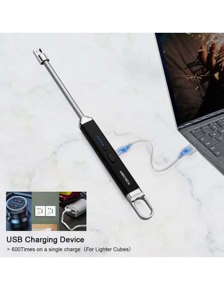 Encendedor Eléctrico ARECTECH USB Recargable Negro 27.18 cm Encendedor Eléctrico ARECTECH USB Recargable Negro 27.18 cm