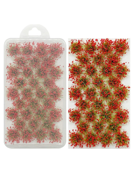 Woohome Hierba Artificial 32 PCS Flores Rojas para Diorama Woohome Hierba Artificial 32 PCS Flores Rojas para Diorama