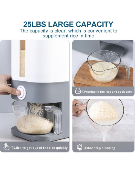 Dispensador de Arroz Gris BBG 20 L Hermético con Taza Medidora Dispensador de Arroz Gris BBG 20 L Hermético con Taza Medidora