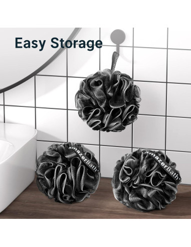 Esponjas de Lufa AmazerBath Set de 3 Clásicas Negro y Blanco