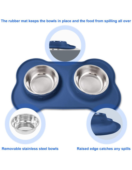 Cuencos Dobles para Perros AsFrost Acero Inoxidable 12oz Azul Cuencos Dobles para Perros AsFrost Acero Inoxidable 12oz Azul