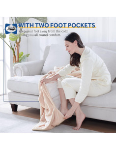 Manta Eléctrica Sealy con Bolsillo para Pies 127x157 cm Beige 2