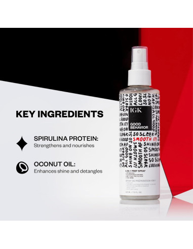 Spray Preparador 4-en-1 IGK 56.7g | Sin Enjuague y Desenredante