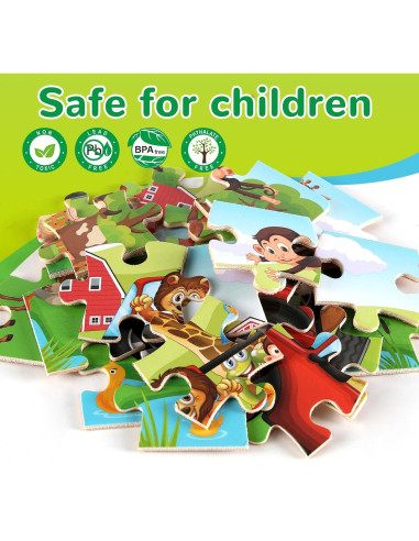 Rompecabezas de Madera NASHRIO para Niños 3-8 Años - Set 4 Piezas