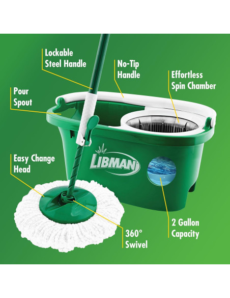 Trapeador Giratorio Libman Tornado con Cubo y 3 Recambios Trapeador Giratorio Libman Tornado con Cubo y 3 Recambios