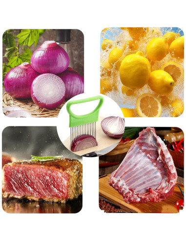 Cortador de Cebolla YVPSI 4pcs Acero Inoxidable con Funda
