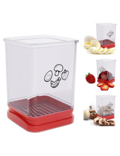 Cortador de Frutas TEWODILA Manual 1 PCS Rojo Acero Inoxidable